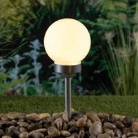HI Gartenleuchte LED Solar- Kugellampe, Ø ca. 15cm aus Kunststoff mit Erdspieß