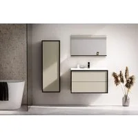 welltime Waschtisch Waschbeckenunterschrank Line mit Waschbecken,Badmöbel,zwei Schubladen, Badschrank mit Waschbecken, Push to open, Maße B/H/T: 61/53/47 cm