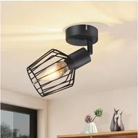 ZMH Deckenleuchte Wohnzimmer Vintage 1 Flammig E14 Deckenstrahler Schlafzimmerlampe, Einfache Installation, ohne Leuchtmittel, Drehbar 350°, 90° Drehpunkt, Einzigartiges Design, für Flur, Schwarz