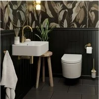 Lenz WC-Komplettset PERFECT FIT Gästebad, WC, Waschbecken, Armatur, Accessoires, Siphon, wandhängend, (Gäste-Bad-Set Komplettes Gästebad als Set), 8-teiliges Bad-Set