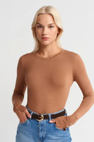 Rippstrick Rundhalsausschnitt Slim Fit Pullover