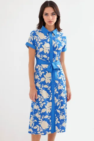 Blumen Midi-Kleid mit Schleife