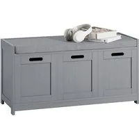 SoBuy Schuhbank FSR80, Schuhschrank Schuhorganizer Schuhaufbewahrung, mit Kissen, mit Sitzkissen Sitzkommode Sitzbank mit Stauraum Schuhtruhe