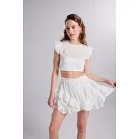 HOLLY LOLLY Blusentop Bestickte Crop-Bluse