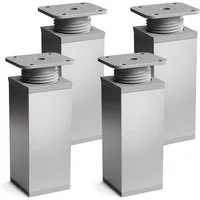 sossai® Möbelfuß Design-Möbelfüße, 4er & 8er Set, höhenverstellbar MFV1, Farbe: Alumin, (4-St), Farbe: Aluminium