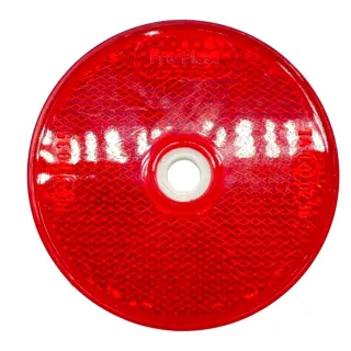 Reflektor 60 mm rot rund | Pro Plast | selbstklebend | Mittelloch 6 mm | E1 Zulassung IA E1 0235 | Rückstrahler Ersatzteil