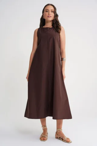 Maxi-Popelinkleid mit Taschen