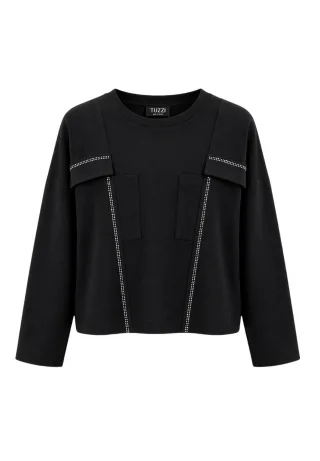 tuzzi - Shirt TAKE THE REINS mit dekorativen Zierbändern schwarz - Gr. - 36