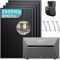 SolarMars Balkonkraftwerk mit Speicher 2000W Anker Solix Solarbank 3 E2700 Pro, 2000 W, Monokristallin, (mit optionaler BP2700 Erweiterungsakku und Halterung), mit intelligenter KI zur dynamischen Überwachung des Stromverbrauchs