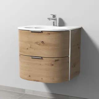 Sanipa 4balance Glas-Set mit 2 Auszügen, Eiche Natural-Touch, DG20185 DG20185