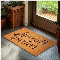 BRUBAKER Fußmatte Herein Spaziert - 45 x 75 cm Schmutzfangmatte Schmetterlinge - Braun, Rechteckig, Höhe: 16 mm, Fußmatte für Außen und Innen aus Kokos - Wetterfest und Rutschfest