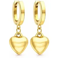 LÖB Paar Creolen 750 Gold vergoldet Edelstahl Creolen Herz Anhänger Ohrringe Hängend (Geschenke für Frauen Beste Freundin Mutter Mama Damen Ehefrau sie zum Geburtstag Ostern Muttertag Muttertagsgeschenk, Inkl. Schmuckbox), Herzohrringe Ohrhänger Herz