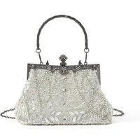 Agger Abendtasche Glitzer-Abendtasche, Elegante Clutch Damen mit Kette,Vintage-Tasche, Handtasche mit Perlen,für Hochzeit, Party, Freizeit, Date