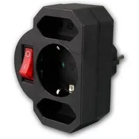 EGB Kombi-Adapter Schutzkontakt 2+1, Schalter, schwarz Steckdosenverteiler