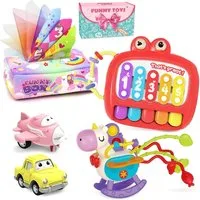 seveclotree Lernspielzeug Montessori 5in1 Babyspielzeugset fördert Motorik & Kreativität (Sensorisches Lernspielzeug für Babys und Kleinkinder ab 6 Monaten, 5-St., Montessori 5in1 Babyspielzeugset für motorische & kognitive Förderung), 5-in-1 Montess