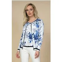 Passioni 2-in-1-Strickjacke mit floralem Print und Streifen Detail (Strickjacke und Kurzarmpullover)