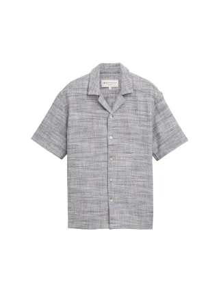 Denim Tom Tailor - Relaxed Fit Kurzarmhemd mit Struktur coal grey blue rough structure - Gr. - XL
