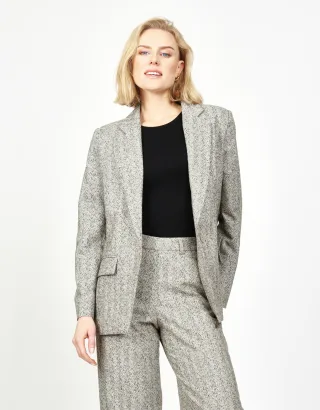 GANG Damen Jacken 94ONA BLAZER - boyfriend fit black beige herringbone