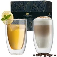 Königsglas Latte-Macchiato-Glas Latte Macchiato Glas 300 ml Cappuccino Gläser-Set doppelwandig, 2-tlg., Kaffeetasse, 2/4er Glas Set Trinkglas Thermoglas Kaffee Teeglas Kaffeegläser Tasse