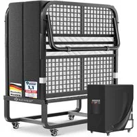 KESSER Gästebett 200x90cm Klappbett faltbares Reisebett mit Metallrahmen für Erwachsene (Metall Bett inkl. Matratze aus Memory-Schaum, Räder & Schutzhülle) Mobiles Bett belastbar bis 250kg mit abnehmbarem Bezug