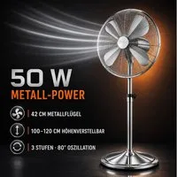 Ertex Standventilator Standventilator EDELSTAHL Ventilator Kühler 50W Standventilator 120cm