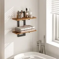 BlingBin Wandregal 2-stufige Schweberegal, Holz Wandboard, Hängende Badezimmerregale, 38*13,5*40cm, Jede Schicht kann bis zu 18 kg tragen 1-tlg., Schwebendes Regal Dekor für Küche, Bad, Wohnzimmer, Schlafzimmer