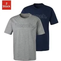 Bench. Loungewear T-Shirt (2-tlg) Shirt mit Logoprint, Basicshirt mit Rundhals aus reiner Baumwolle
