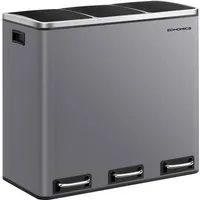 SONGMICS Mülleimer, Mülltrennsystem, 3 x 18 L, ergonomisch, 3 Fächer