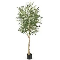 Kunstpflanze Olivenbaum, COSTWAY, Höhe 182 cm, 1er, mit 72 Früchten