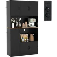 COSTWAY Küchenbuffet mit Steckdose, Arbeitsplatte Küchenschrank Holz 180cm