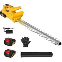 CONENTOOL Akku-Heckenschere 21V Elektro-Heckenschere mit 2x4Ah Akku und Ladegerät, (set), 50 cm Schnittlänge, kabellose Gartenschere für Hecken & Büsche