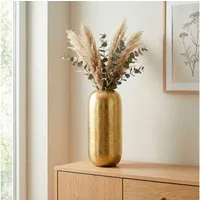 FINEBUY Bodenvase FB76406 Vase 45 cm Aluminium Gold Blumenvase Wohndeko Groß Rund (Elegantes Wohnaccessoire für stilvolle Räume), Große Vase mit moderner Ausstrahlung