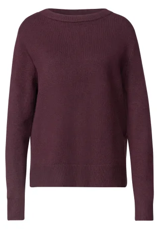 Street One - Langarm Pullover mit Boat Neck rustic rouge mel. - Gr. - 36