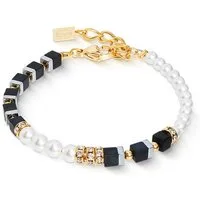 COEUR DE LION Armband Schmuck Edelstahl GeoCUBE® Precious Fusion Offset Würfelkette, Made in Germany - mit Schmucksteinen - mit Swarovski® Perle