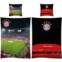 BERONAGE Kinderbettwäsche FC Bayern München Bettwäsche Allianz Arena 135x200cm Biber/Flanell, 2 teilig, 135x200 cm / 80x80 cm