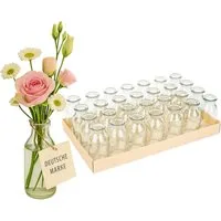 NaDeco Dekovase Glasflaschen 32 Stück 10,5 x 4,8cm, Deko-Flaschen Set Vasen Tischdeko