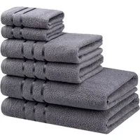 Bruno Banani Handtuch Set Clement, Duschtücher, Handtücher, Seiftücher, Frottier (Set, 6-St), mit dezent glänzender Streifenbordüre, einfarbig, aus 100% Baumwolle
