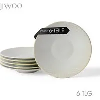 JIWOO Teller 6er Ø21,7cm, Pastateller Frühstücksteller Salatteller Dessertteller, (6 St), Keramik Hochwertiges Tellerset WeiB Mikrowellen spülmaschinenfest