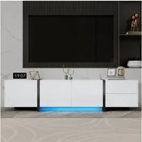 Merax Lowboard mit LED (TV-Schrank, 1 St), Fernsehschrank mit 3 Türen, 1 Schublade & 1 Klapptür, 170x30x39cm