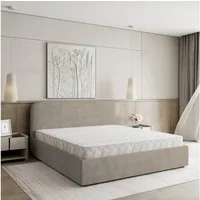 Masseno Polsterbett RENIVE 160x200 cm beige (mit Bettkasten und Lattenrost)