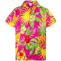 King Kameha Hawaiihemd "Pineapple" Funky Hawaii-Hemd Herren Kurzarm Front-Tasche Stylish