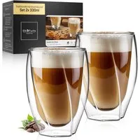 ElbFuchs Latte-Macchiato-Glas Barcelona Curved, 350ml, Borosilikatglas, 2-tlg., Doppelwandiger Thermoeffekt
