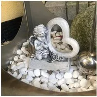 Radami Gartenfigur Grabengel Engel mit Herz und Rosen offen Grabherz mit Flügel Grabschmu