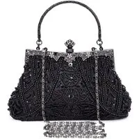 Agger Abendtasche Glitzer-Abendtasche, Elegante Clutch Damen mit Kette,Vintage-Tasche, Handtasche mit Perlen,für Hochzeit, Party, Freizeit, Date
