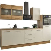 BASIC by Balculina Küchenzeile Capri B/T/H 280x60x218 cm, Breite 280 cm, wahlweise mit edelstahlfb. oder schwarzen E-Geräten