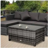 Outsunny Gartentisch Garten Beistelltisch Polyrattan (Balkontisch, 1-St., Couchtisch), Grau 85 x 50 x 39 cm