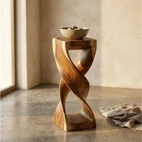 Kinaree Beistelltisch Suar Holz Beistelltisch DOUBLE TWIST, Akazie Massivholz, Naturprodukt, Handgefertigt, Unikate