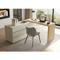 oleyluckidea Schreibtisch L-förmiger Schreibtisch mit 6 Schubladen, verstellbar, Holz (ein Tisch), Breite 140 cm