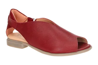 Think 788 Damen Sandale rot + hellgrau Blockabsatz G-Weite - KAMAA