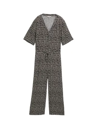 Tom Tailor - Jumpsuit mit Muster abstract black grid design - Gr. - 40